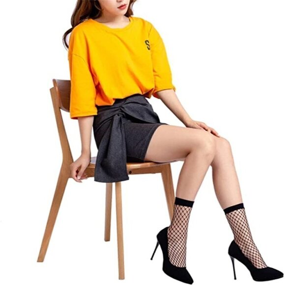 Fishnet Socks Lace Short Ankle Stockings Socks Boots Heels Anklet Dress NWT - Picture 5 of 7